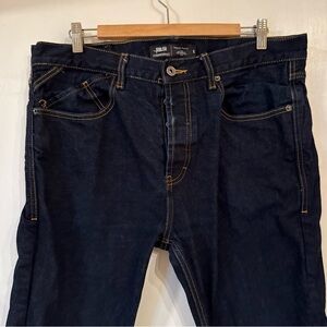Publish Brand Dark Wash Button Fly Selvedge Slim Denim Blue Jeans | 36Wx32L